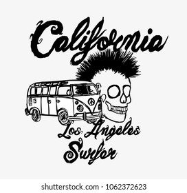 california skull graphic design vector art