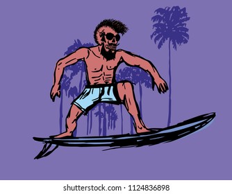 California skull surfer palm beach