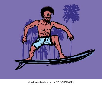 California skull surfer palm beach