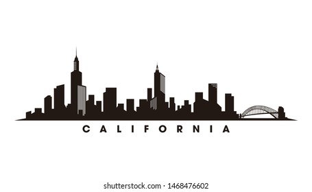 California skyline and landmarks, California silhouette vector