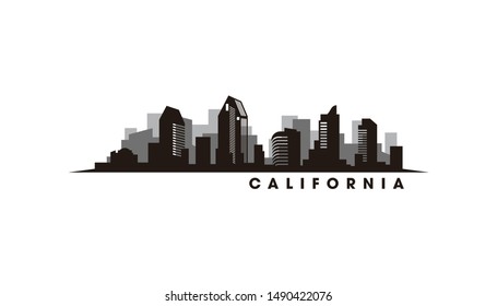 California skyline and landmarks silhouette vector