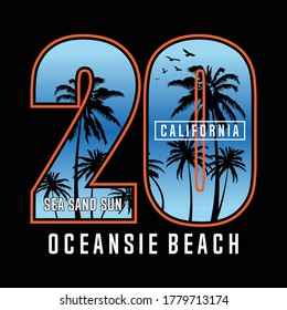 california slogan with beach illustration for t shirt design and other uses in vector graphic