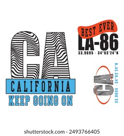 california slogan print. College slogan typography print design. Vector t-shirt graphic or other uses