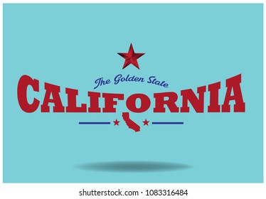 California and small map with nickname The Golden State, Vector EPS 10 