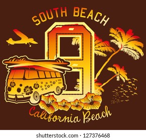 california south beach vector art