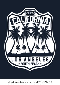 California south beach vector print and varsity. For t-shirt or other uses in vector.T shirt graphic