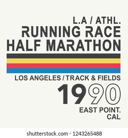 California sport marathon typography, tee shirt graphics, vectors