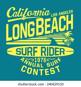 California sport surf typography, t-shirt graphics, vectors