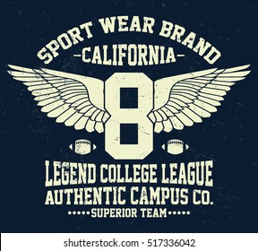 California sport wear brand  typography, t-shirt graphics, vectors