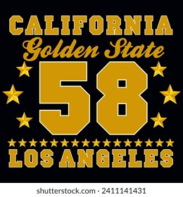 California sport wear T-shirt Typography design. Vector