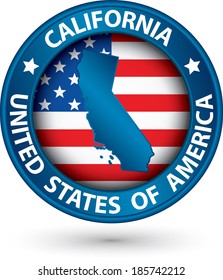 California state blue label with state map, vector illustration