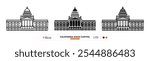 California State Capitol Line Icon. Sacramento, Us Color Symbol, Silhouette, Editable Stroke.