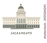 California State Capitol vector illustration. Symbol of Sacramento