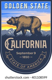 California state emblem, the dawn on a blue background