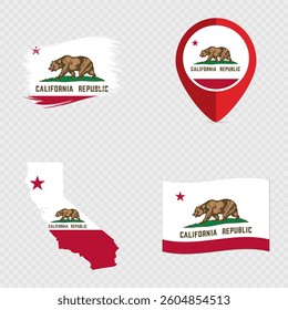 California State Flag Icon Set.
