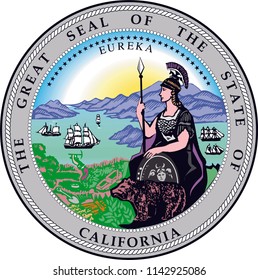 California State Flag Seal Love Heart United States America American Illustration