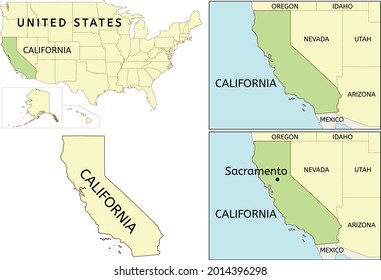 California state location on map of USA