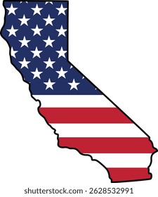 California State Map Design With USA Flag