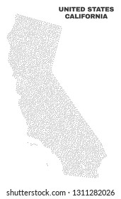 California State map designed with tiny points. Vector abstraction in black color is isolated on a white background. Scattered tiny points are organized into California State map.