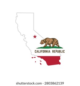 California State Map with California State Flag