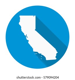 California State Map Flat Icon With Long Shadow EPS 10 Vector Illustration.