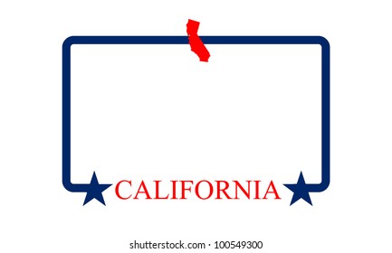 California state map, frame and name.