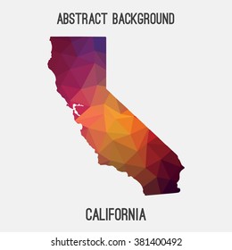 California state map in geometric polygonal style.Abstract tessellation,modern design background. Vector illustration EPS8