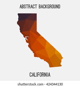 California state map in geometric polygonal style.Abstract tessellation,modern design background. Vector illustration EPS8