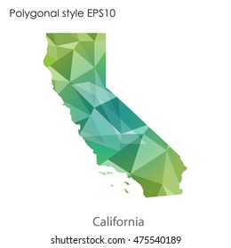 California state map in geometric polygonal,mosaic style.Abstract gems triangle,modern design background. Vector illustration EPS10