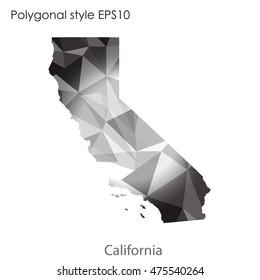 California state map in geometric polygonal,mosaic style.Abstract gems triangle,modern design background. Vector illustration EPS10