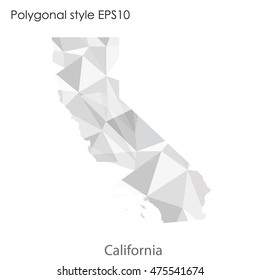 California state map in geometric polygonal,mosaic style.Abstract gems triangle,modern design background. Vector illustration EPS10