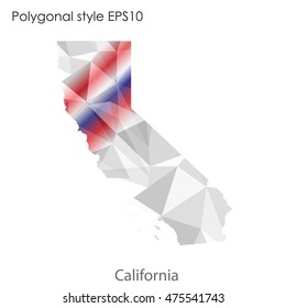 California state map in geometric polygonal,mosaic style.Abstract gems triangle,modern design background. Vector illustration EPS10