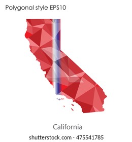 California state map in geometric polygonal,mosaic style.Abstract gems triangle,modern design background. Vector illustration EPS10