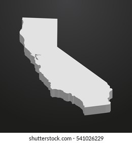 California State map in gray on a black background 3d
