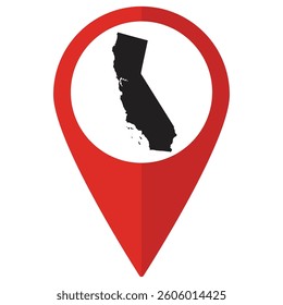 California  state map. Map of California  state on map pinpoint in red color