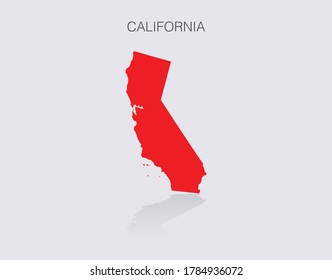 Esbozo de mapa estatal de California aislado para infografías y medios de noticias. Rojo republicano para las elecciones políticas en los Estados Unidos de América.