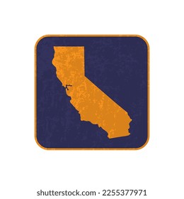 California state map square with grunge texture. Vector illustration.