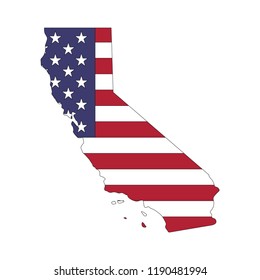 California state map in style of USA national flag.