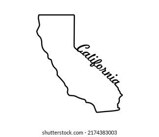 California state map. US state map. California outline symbol. Retro typography. Vector illustration