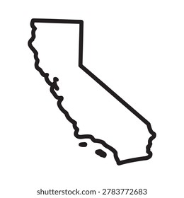 california state outline black line drawing on white background