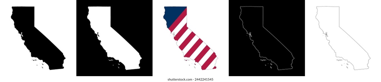 California state outline map set