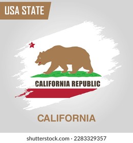 Modelo de bandera del vector grunge de la Región Estatal de California de los Estados Unidos 