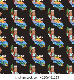 California state seamless pattern. US state graphic print design for t-shirt and other. Stock vector