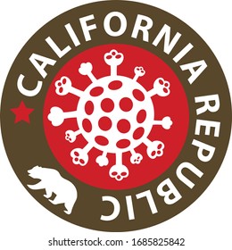 California State Stamp With Coronavirus Element. Round Logo.