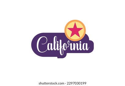 California State Text with star vector illustration - United States of America