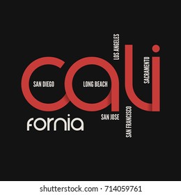 California state. T-shirt and apparel vector design, print, typography, poster, emblem.
