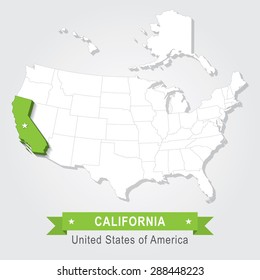 California state. USA administrative map.