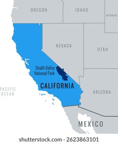 California State, USA with Death Valley National Park Locate Map