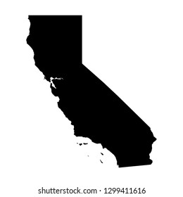 California, state of USA - solid black silhouette map of country area. Simple flat vector illustration.