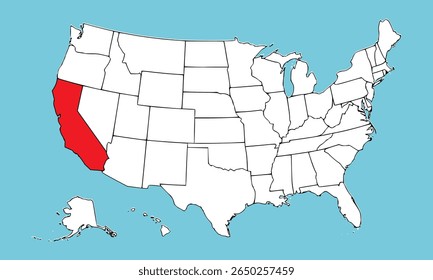 California State, USA, vector map isolated on United states map. High detailed illustration. Flat style. Vector illustration